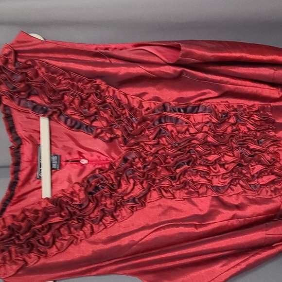 Jessica Howard Womens Special Occasion Dress Reddish Burgandy Ruffly Sz 22W EUC - Picture 2 of 11